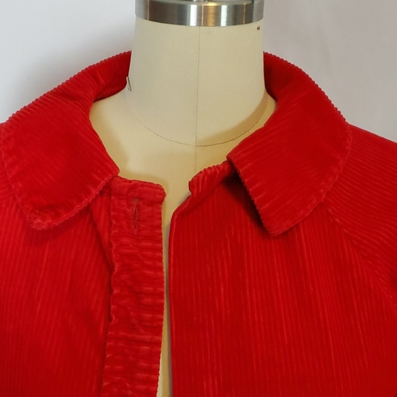 Carol Brent, S, vtg red corduroy jacket robe AS IS - Picture 2 of 9